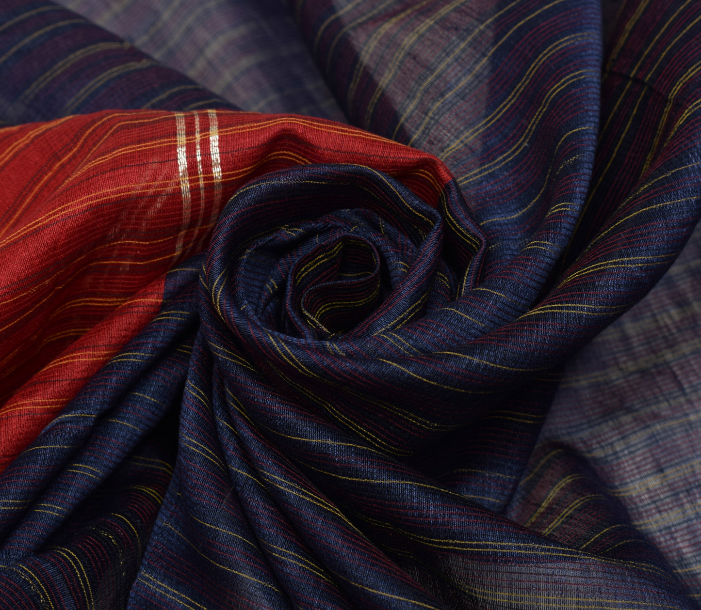 Sushila Vintage Dark Blue Dupatta Blend Cotton Woven Stripes Long Stole Hijab