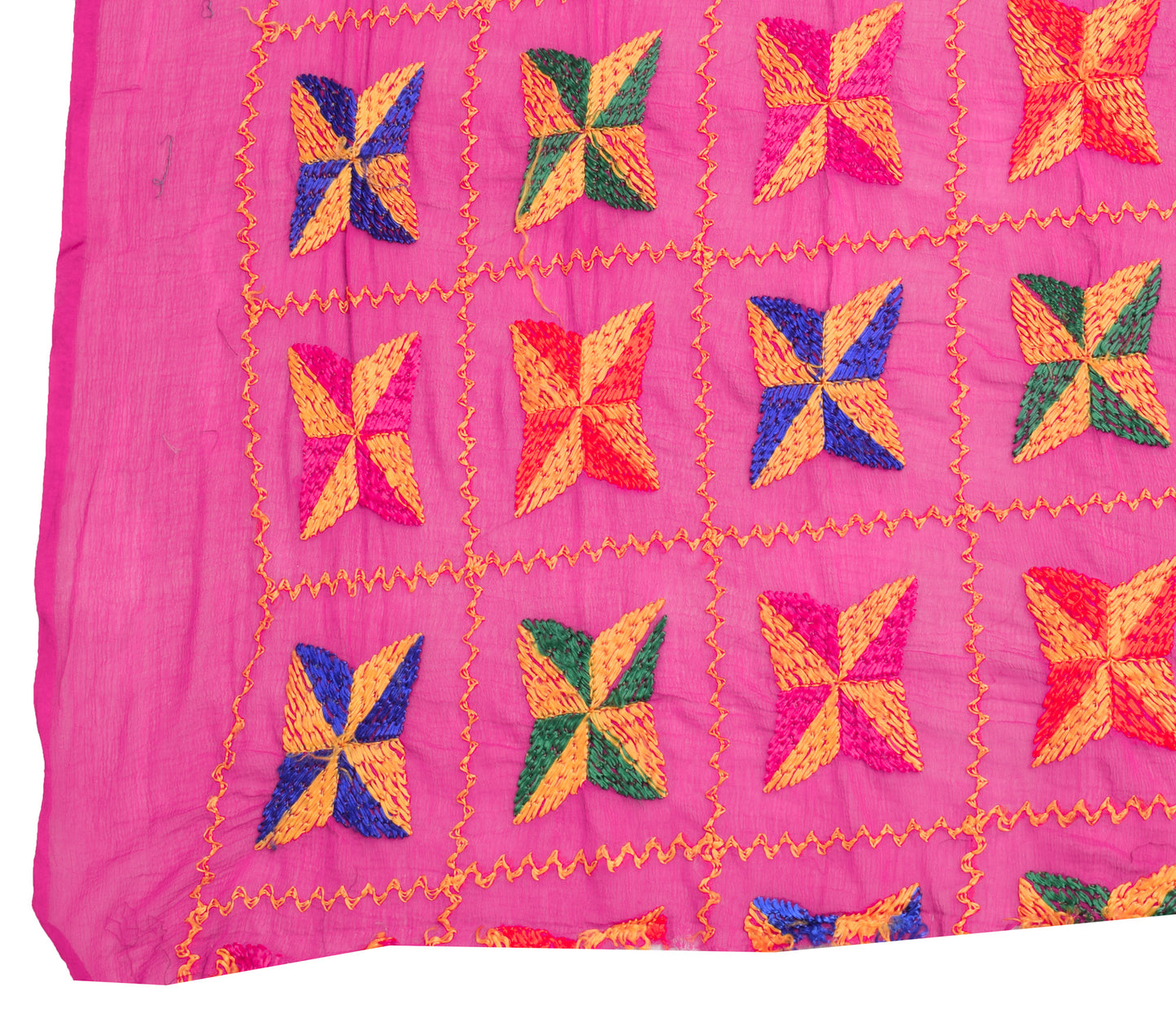 Sushila Vintage Magenta Dupatta Chiffon Silk Phulakri Embroidered Long Stole