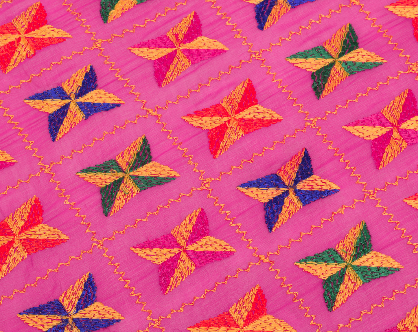 Sushila Vintage Magenta Dupatta Chiffon Silk Phulakri Embroidered Long Stole