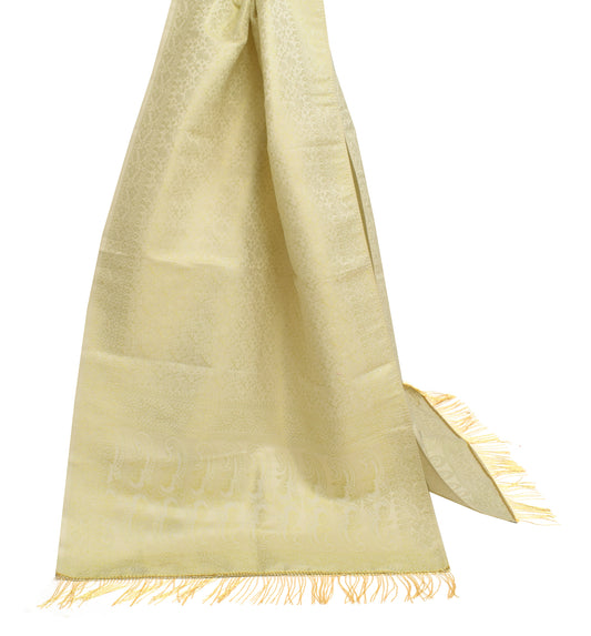 Sushila Vintage Cream Banarasi Dupatta 100%Pure Satin Silk Woven Long Stole Veil