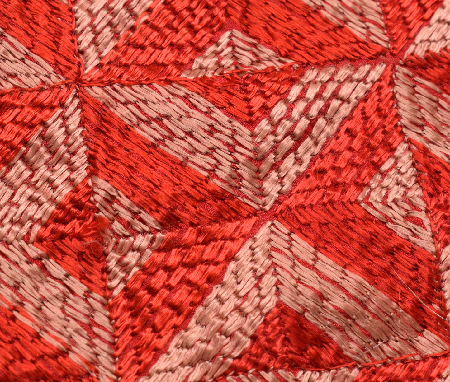 Sushila Vintage Red Dupatta  Blend Silk Phulkari Embroidered Long Stole Scarves