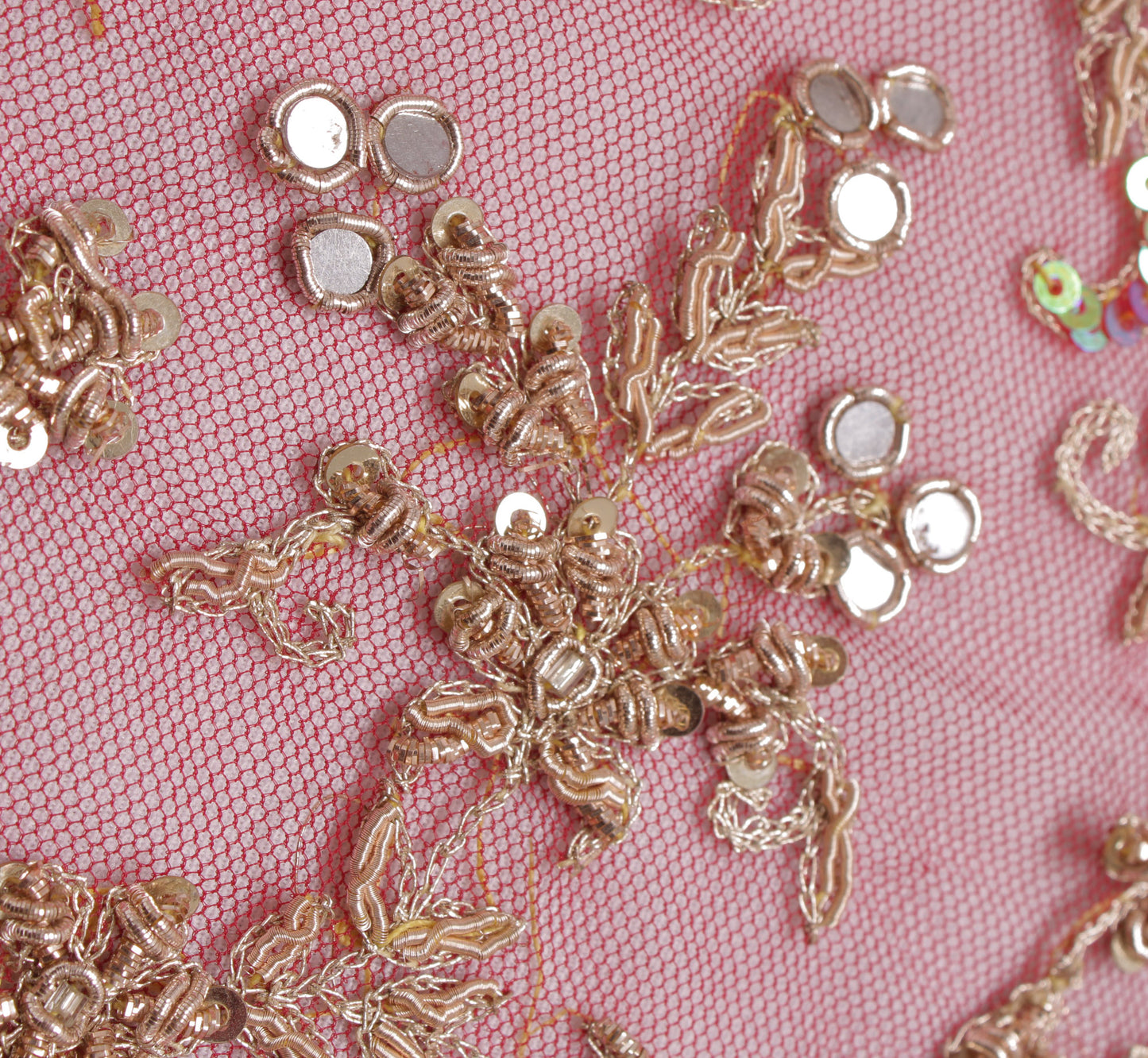 Sushila Vintage Red Heavy Dupatta Net Mesh Hand Beaded Zardozi Long Stole Veil