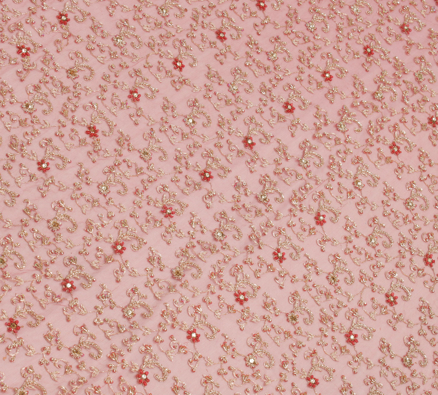 Sushila Vintage Red Heavy Dupatta Net Mesh Hand Beaded Zardozi Long Stole Veil