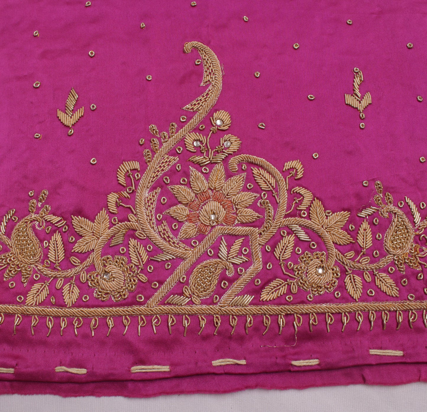 Sushila Vintage Magenta Heavy Dupatta Pure Silk Hand Beaded Long Stole Scarves