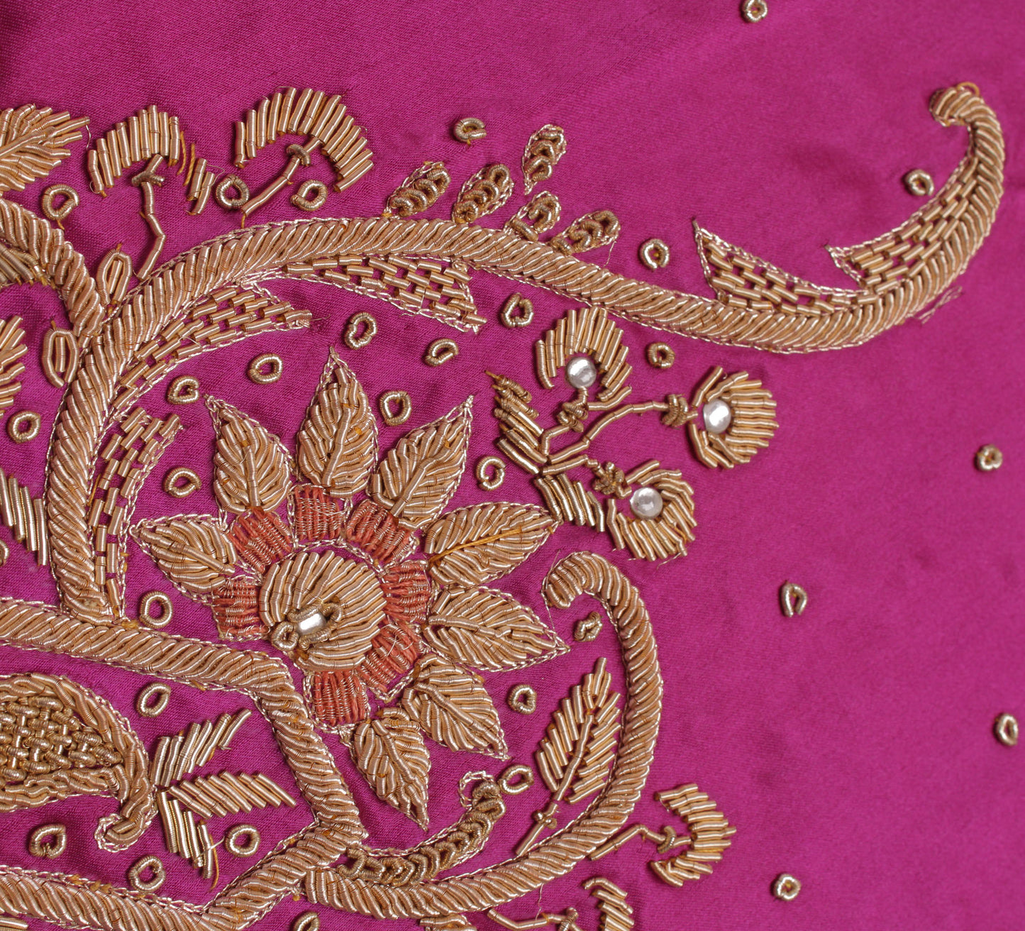 Sushila Vintage Magenta Heavy Dupatta Pure Silk Hand Beaded Long Stole Scarves