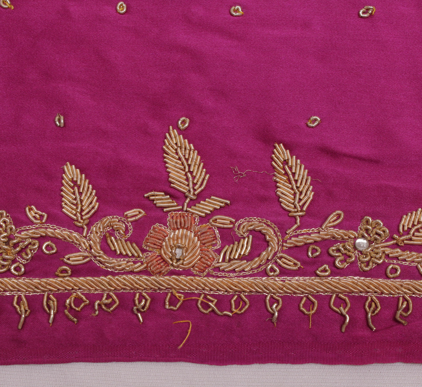 Sushila Vintage Magenta Heavy Dupatta Pure Silk Hand Beaded Long Stole Scarves