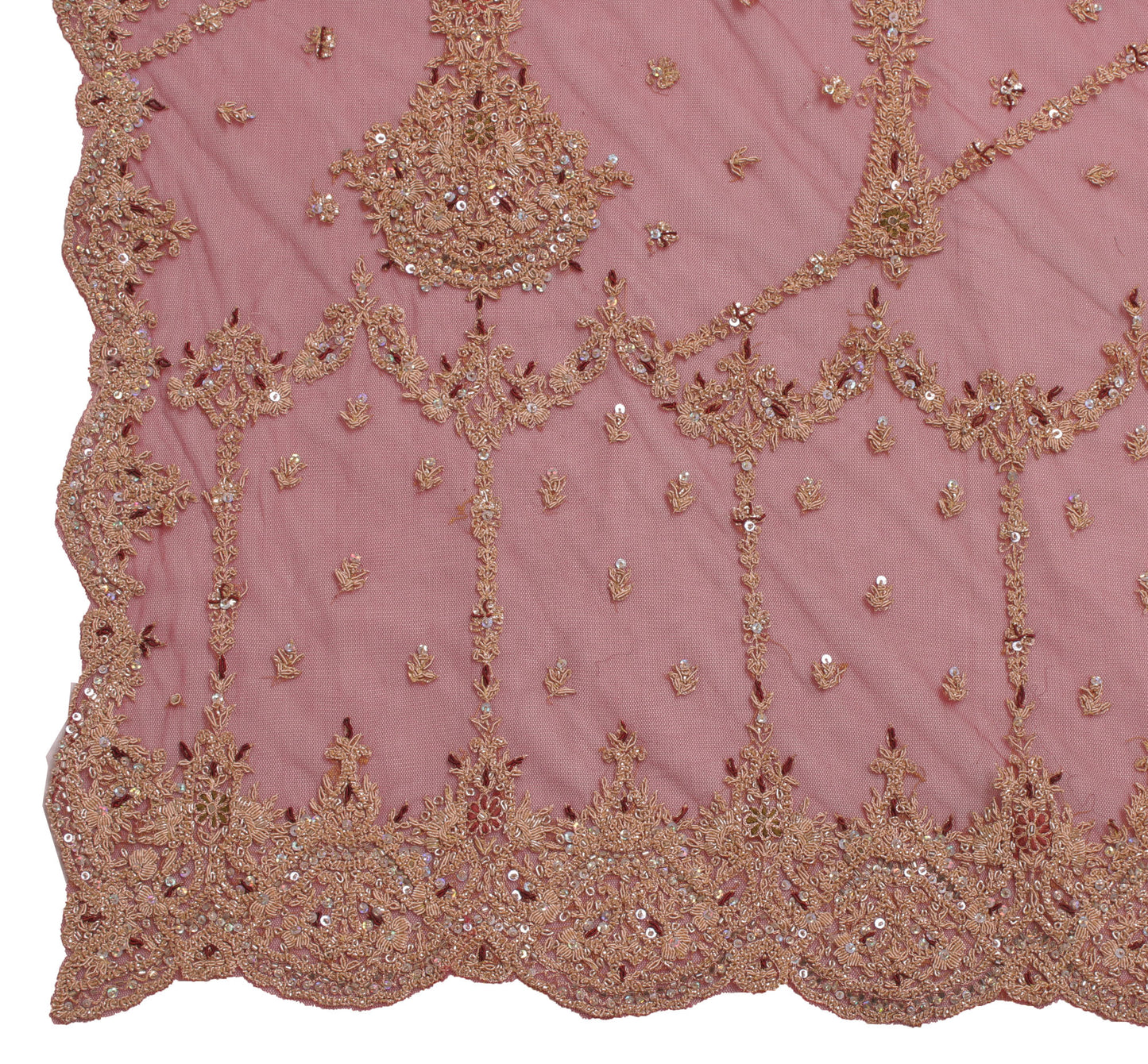 Sushila Vintage Maroon Heavy Dupatta Net Mesh Hand Beaded Long Stole Scarves