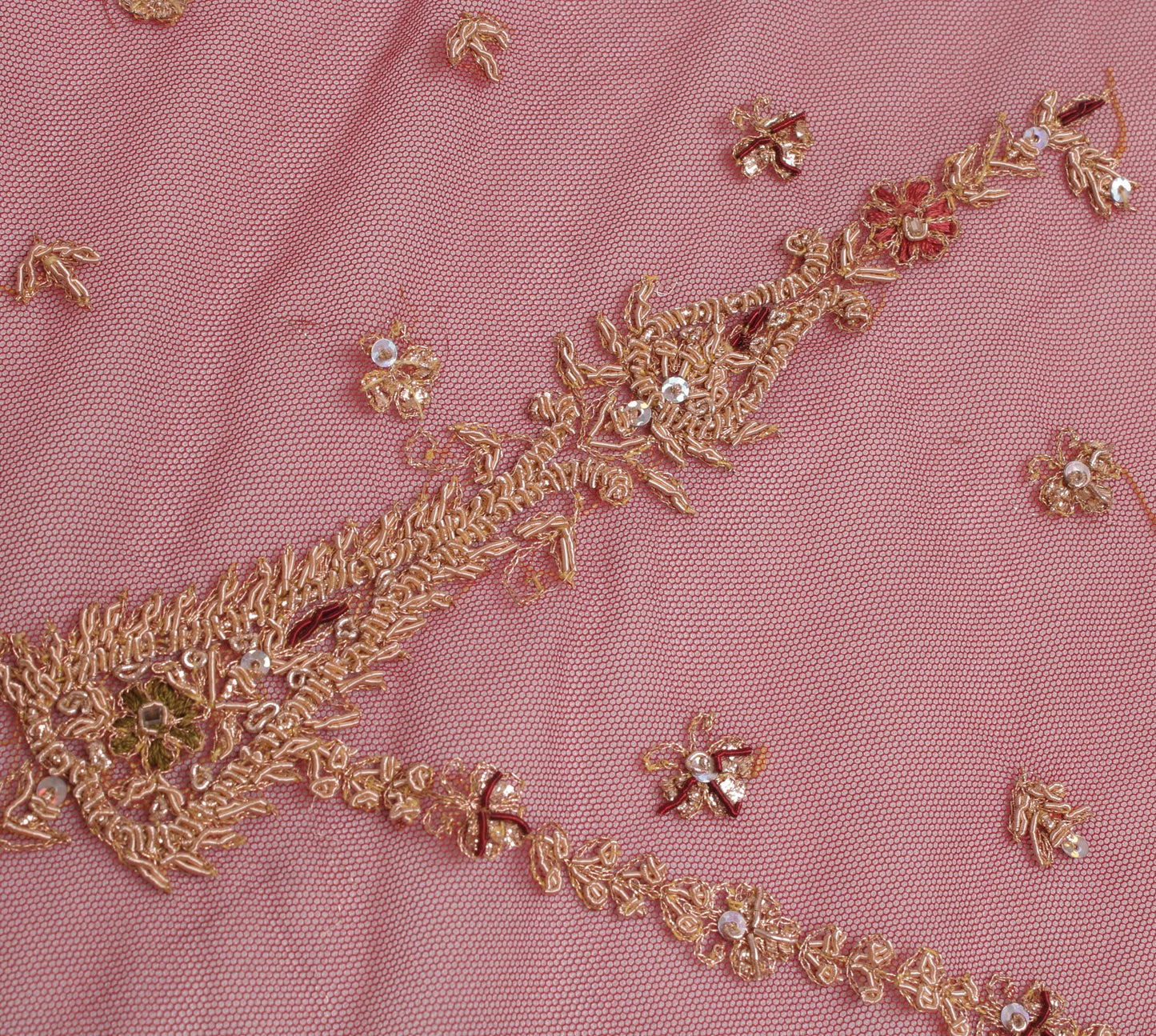 Sushila Vintage Maroon Heavy Dupatta Net Mesh Hand Beaded Long Stole Scarves