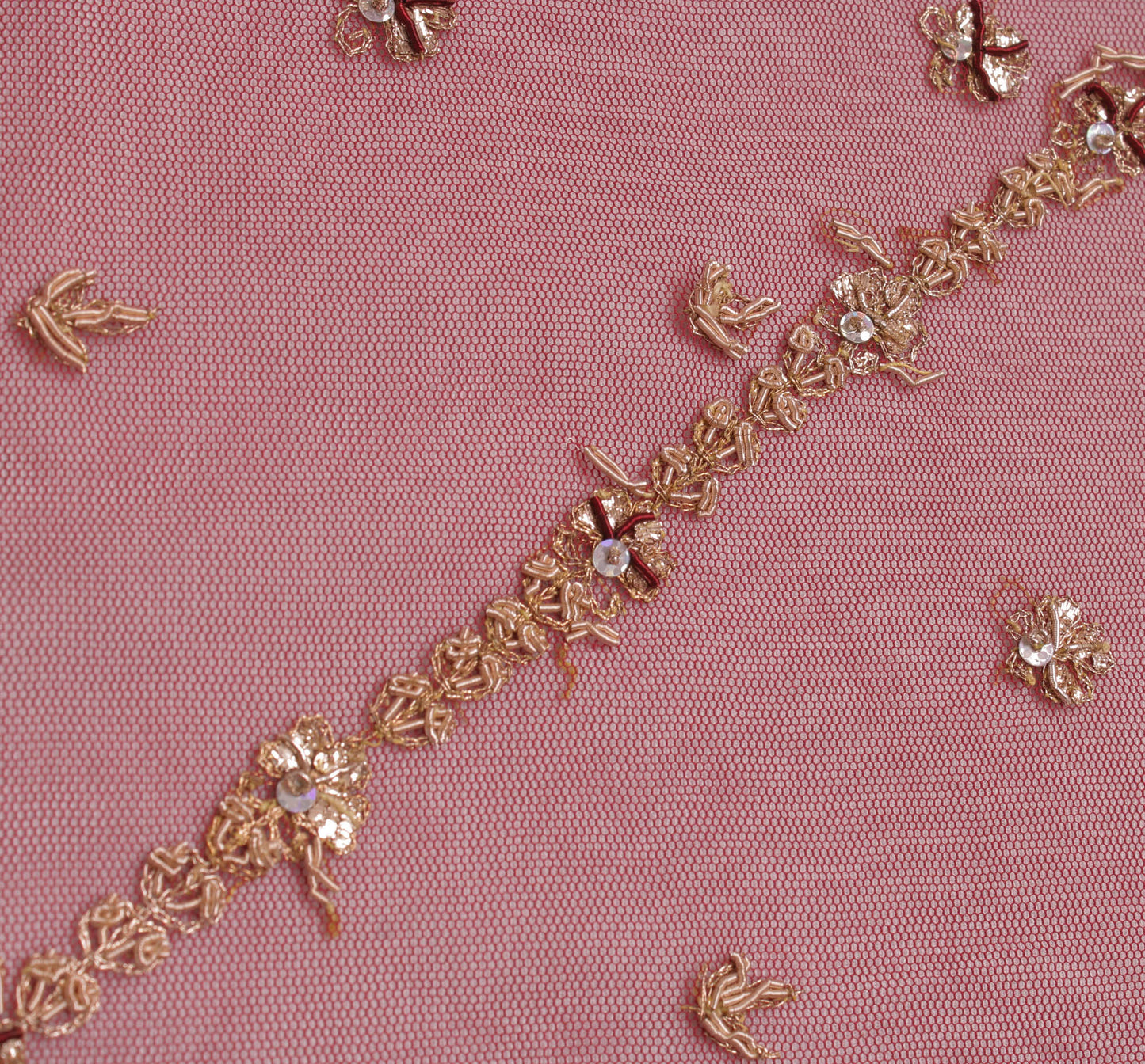 Sushila Vintage Maroon Heavy Dupatta Net Mesh Hand Beaded Long Stole Scarves