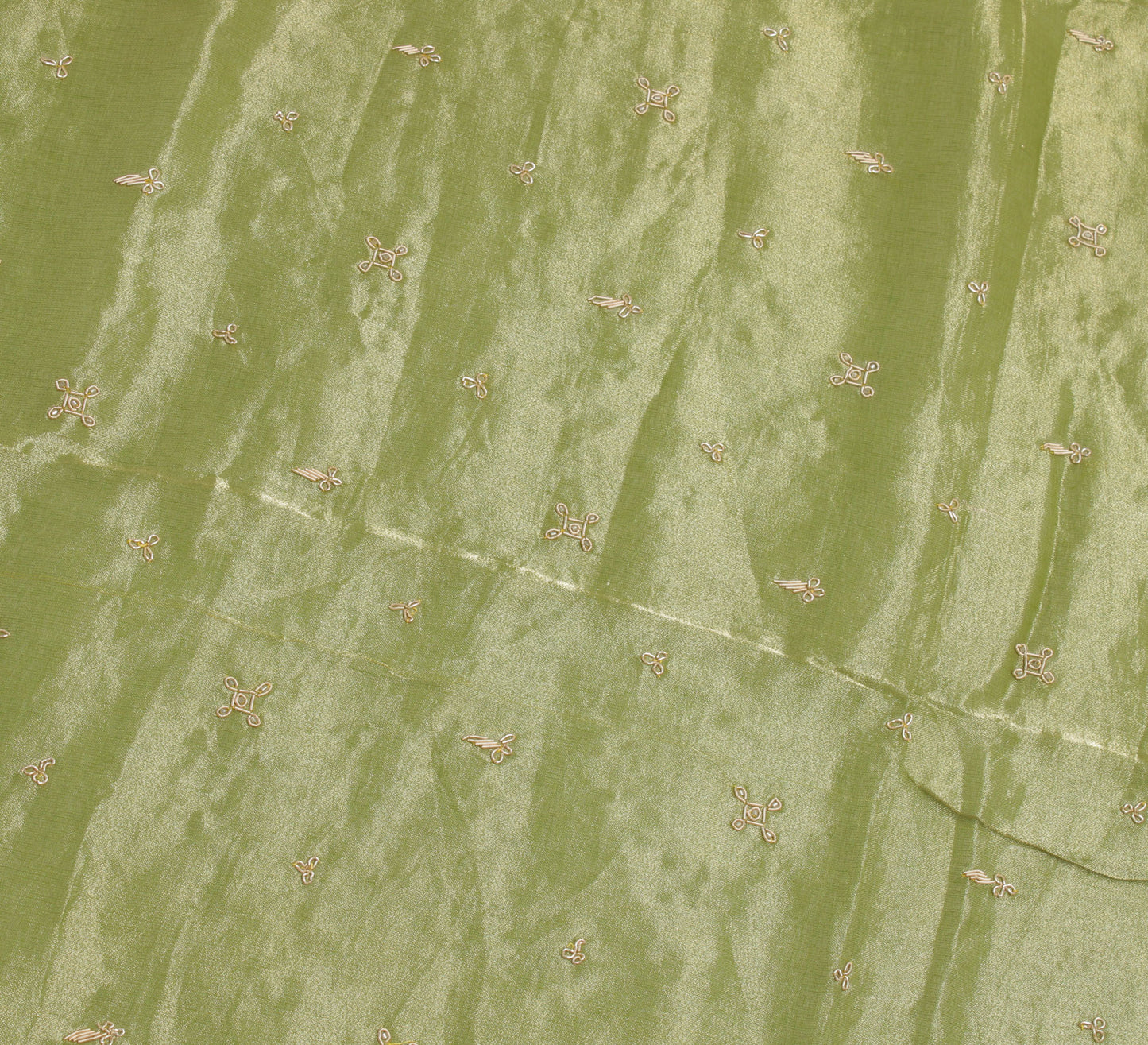 Sushila Vintage Green Heavy Dupatta Pure Tissue Silk Hand Beaded Long Stole Veil