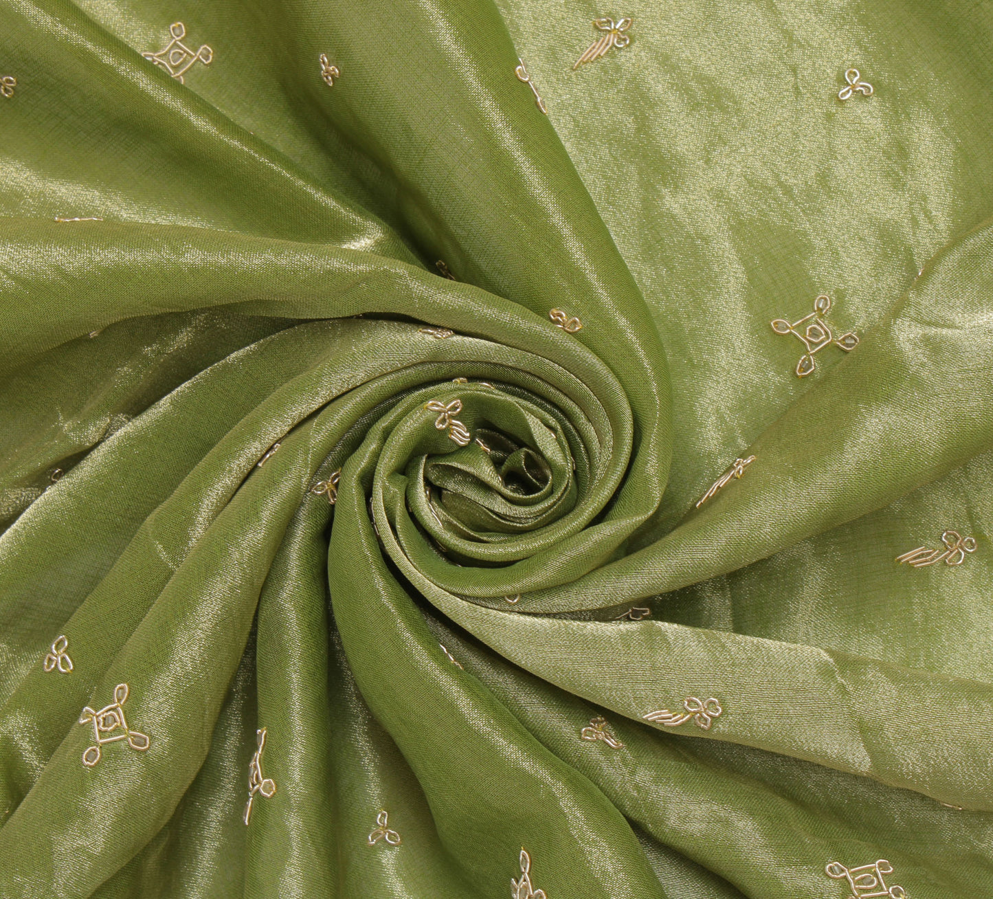 Sushila Vintage Green Heavy Dupatta Pure Tissue Silk Hand Beaded Long Stole Veil